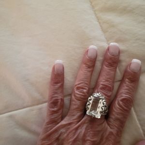 Genuine Crystal Quartz Sterling Silver cocktail ring